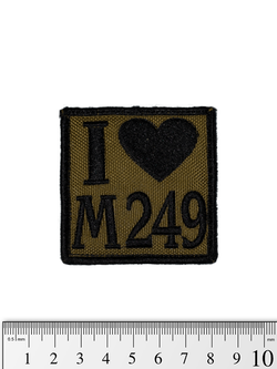 Шеврон I Love M249 вышивка. Олива