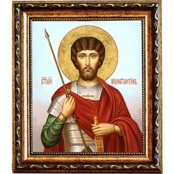 Константин Амморейский (Фригийский) мученик. Икона на холсте. В раме 15 х 18 см.