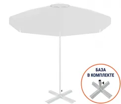 Зонт пляжный со стационарной базой Kiwi Clips&Base, Ø250 см, белый
