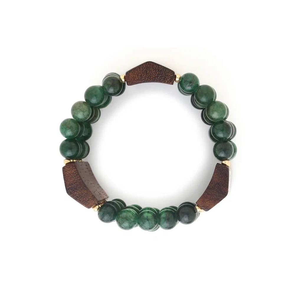 Браслет Nature Bijoux, Aventurine, стрейч, с авантюрином и деревом роблес, NB26.1-13-44130 (зеленый)