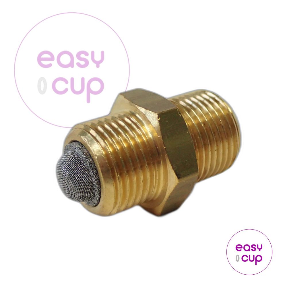 Фитинг прямой резьбовой с фильтром 3/8"M-3/8"M для кофемашин Astoria, Lavazza, MCE, Wega, латунь Фитинг прямой резьбовой с фильтром 3/8"M-3/8"M для кофемашин Astoria, Lavazza, MCE, Wega, латунь