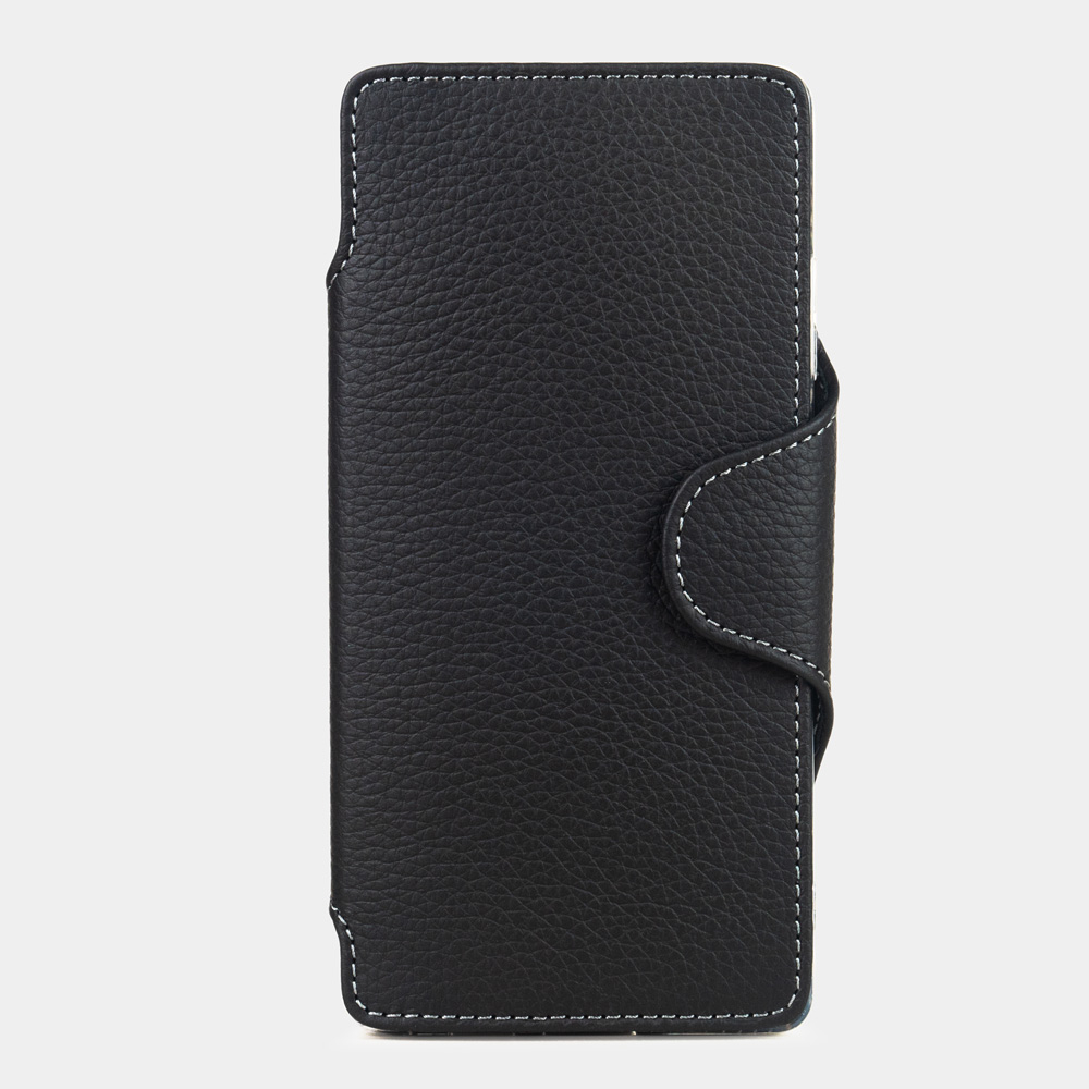 Чехол с картхолдером для Samsung Galaxy S25 Ultra из кожи теленка, черного цвета