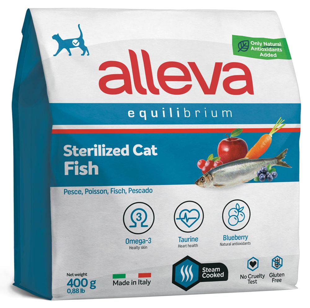 ALLEVA EQUILIBRIUM CAT д/к Sterilized Fish / кастрированных котов и стерилизованных кошек с рыбой 0,4 кг 1080