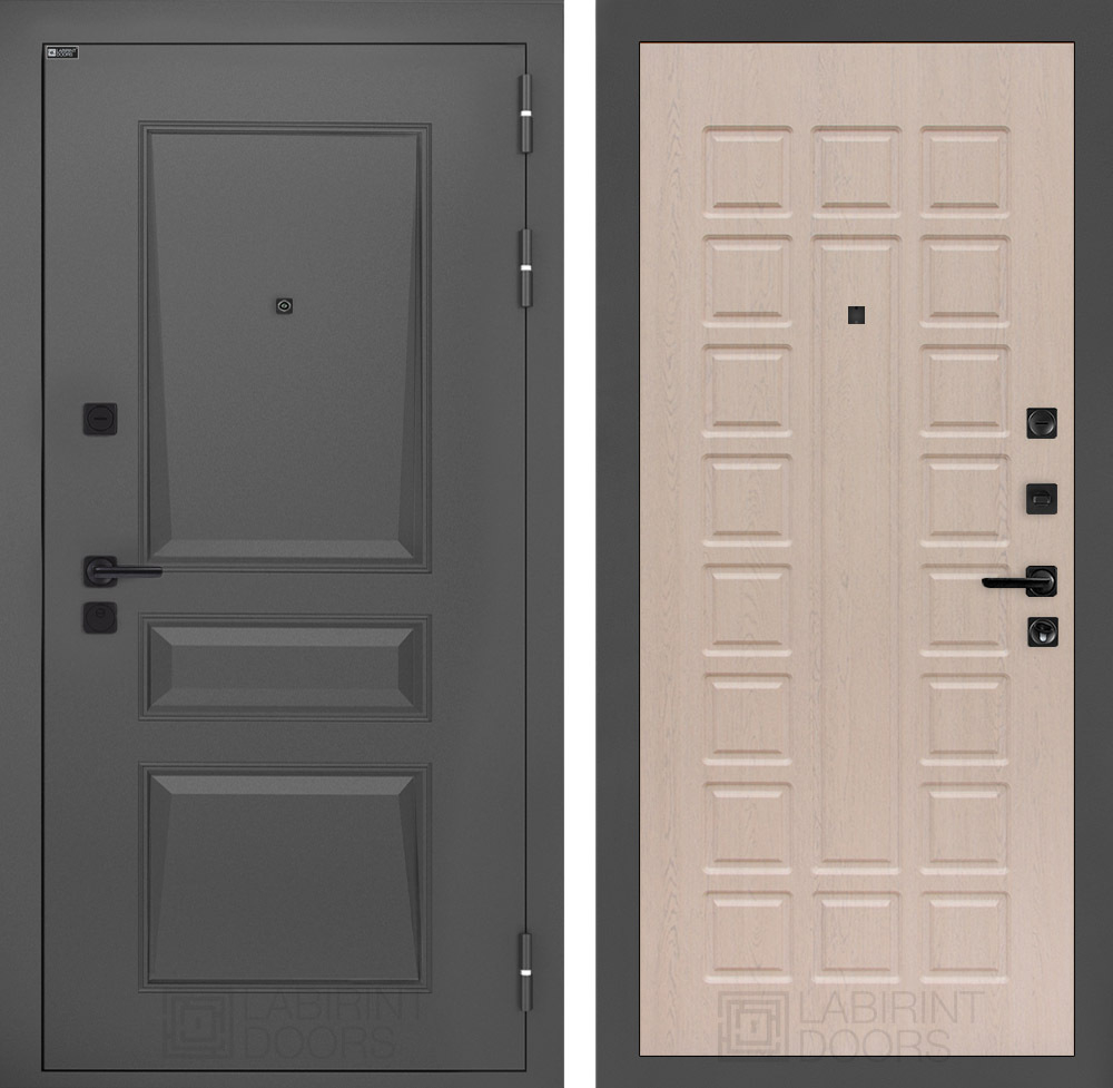Дверь Входная Металлическая Лабиринт ОРЛЕАН 04 Беленый дуб