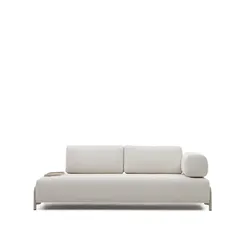 Compo 3-х местный диван из бежевой синели и серого металла с небольшим подносом 232 см