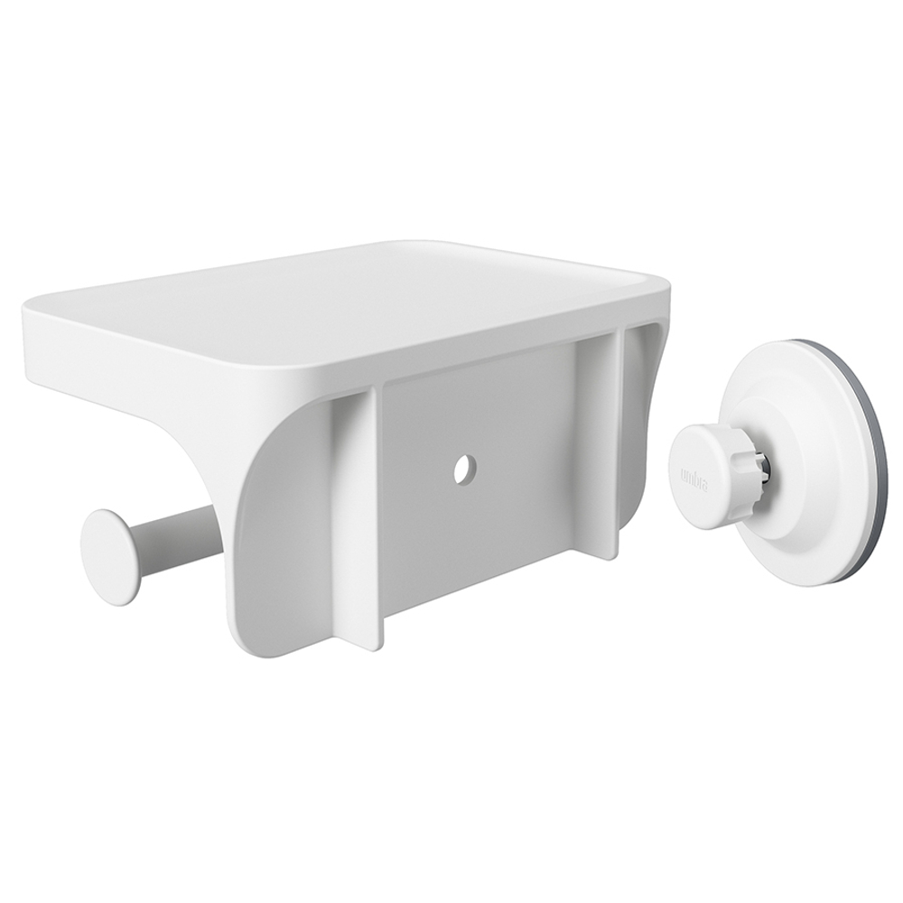 Держатель для туалетной бумаги с полочкой flex, белый