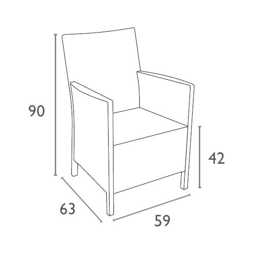 Кресло пластиковое плетеное с подушкой Siesta Contract California, коричневый