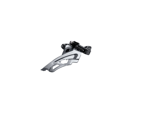 Переключатель передний Shimano Deore, M6000, 3x10 скоростей, верхняя тяга, 42T, средний хомут 34.9мм, угол наклона 66-69°, черно-серебристый, без упаковки
