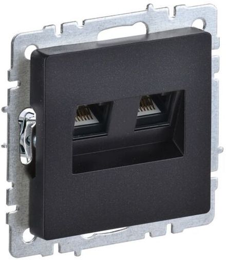 Розетка компьютерная двойн. СП RJ45 кат.5E BRITE РК10-2-БрЧ механизм черн. IEK BR-K20-1-K02