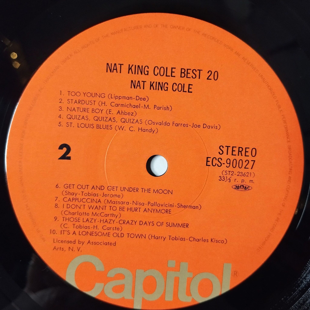 Винтажная виниловая пластинка LP Nat King Cole Best 20 (Japan 1975) (Obi) Unforgettable