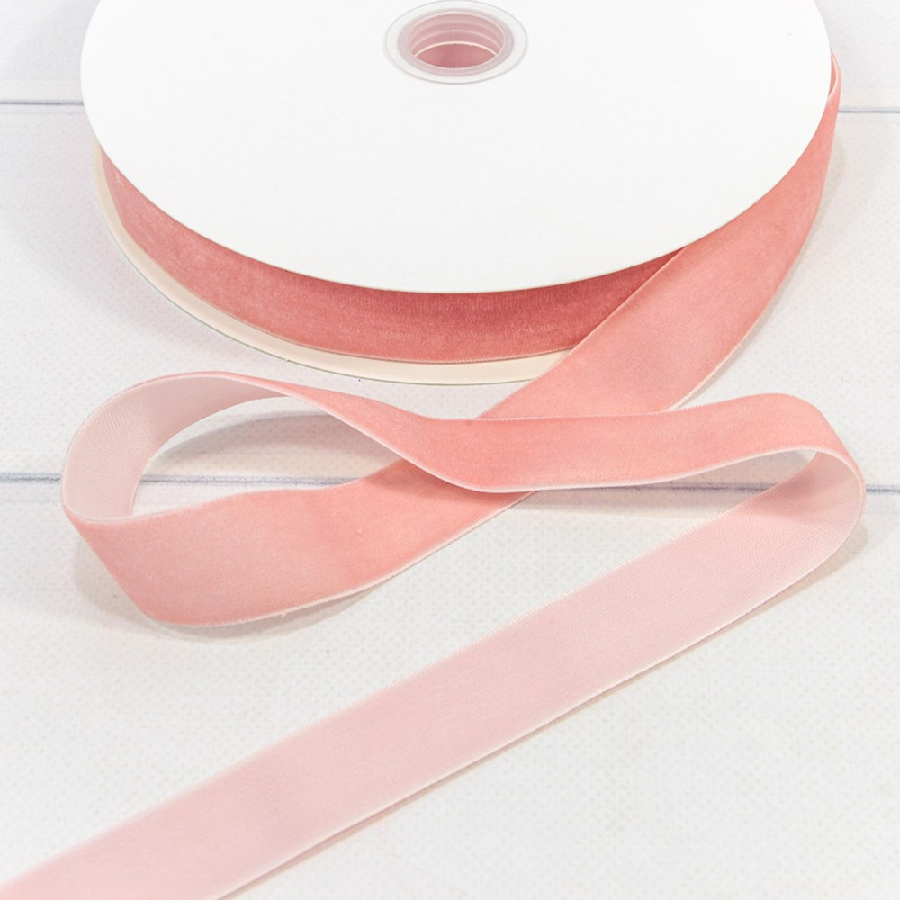 Лента Бархатная 2,5см х 28м (Персиковый)