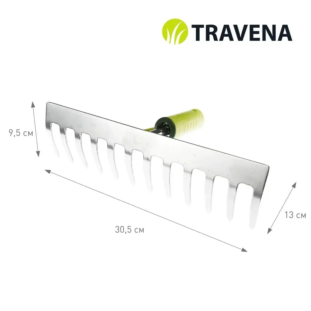 Грабли Travena, для комбисистемы, металл, 12 зубцов, 0.38 кг