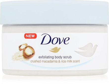 Dove Exfoliating Body Scrub Crushed Macadamia & Rice Milk - питательный скраб для тела /   225  ml  / GTIN 8710447217054
