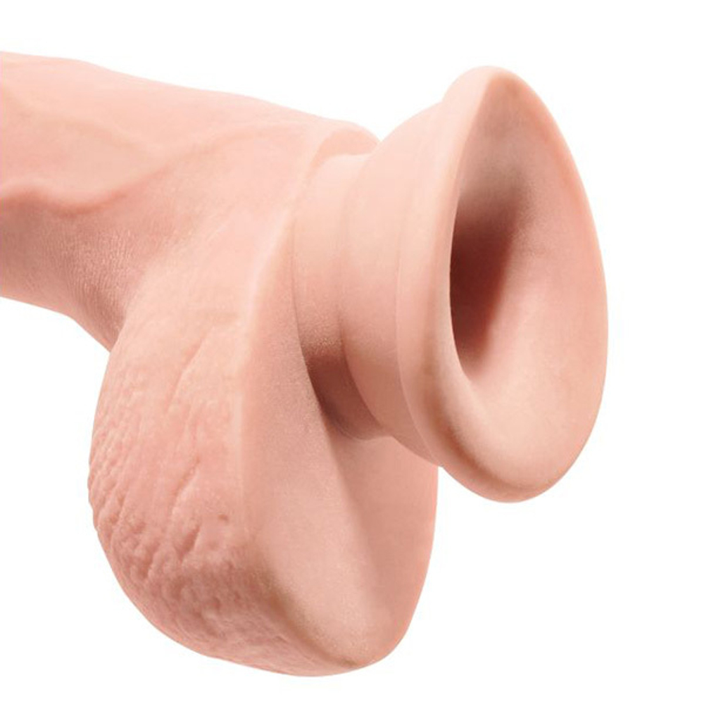 Телесный фаллоимитатор-реалистик 24,1см на присоске с мошонкой PipeDream King Cock Plus 9 Triple Density Cock with Balls Flesh 5720-21