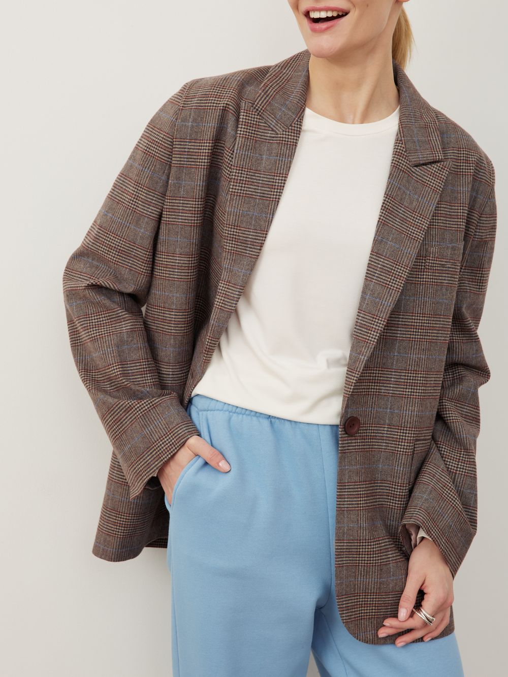 ПИДЖАК В КЛЕТКУ СЕРО-БЕЖЕВЫЙ|ОРАНЖЕВЫЙ