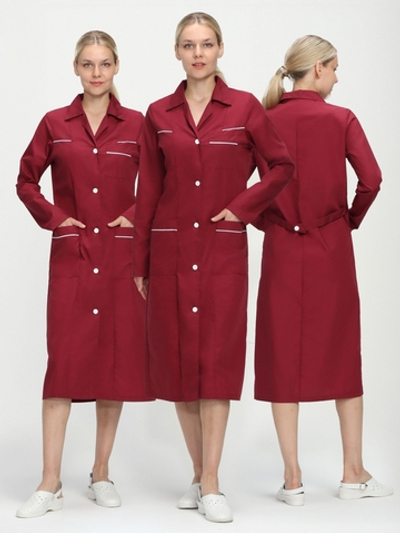 Халат женский Диана (тк.ТиСи), бордовый/белый