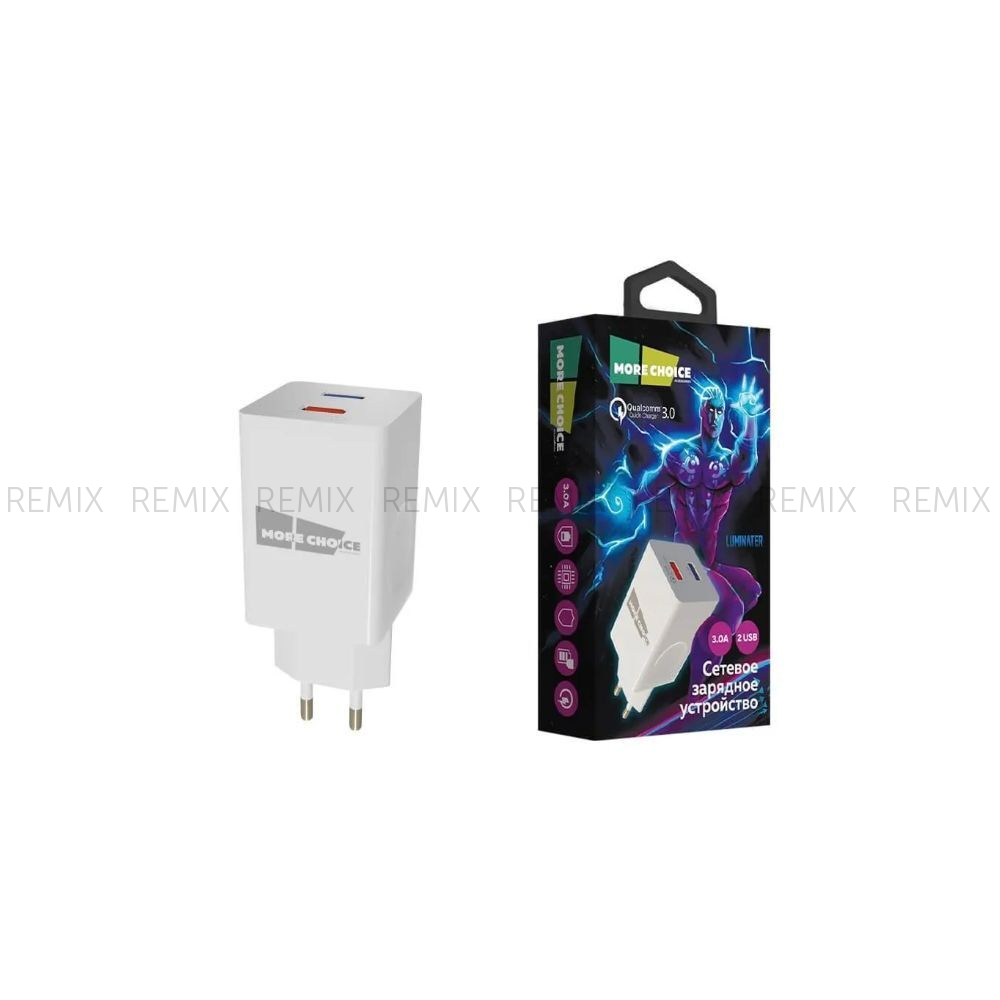 СЗУ  Smart 2USB 3.0A QC3.0 быстрая зарядка More choice NC55QC (White)