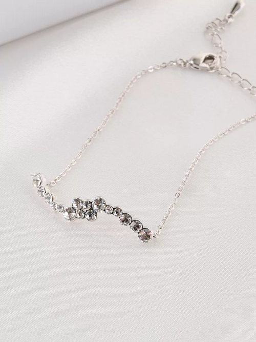 Браслет Млечный путь с белыми кристаллами Swarovski в родии