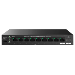 Коммутатор IP-COM G1110PF-8-120W Коммутатор неуправляемый PoE, 10 портов, 9x1 Гбит / с, SFP 1х1 Гбит / с, PoE 8х30 Вт (до 102 Вт), настольный