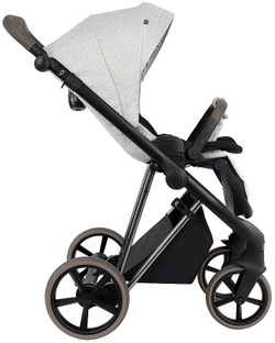 Детская коляска Roan Sol Vintage Luxury 2.0 3 в 1 с автокреслом Tutis Elo Lux EduSky Grey PIX/50/L Pixel/Light/Black/руч.Cappuccino