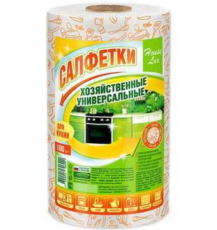 House Lux салфетка 22*23 спанлейс 100шт Color рулон