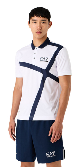 Мужское теннисное поло EA7 Man Jersey Polo Shirt - белый