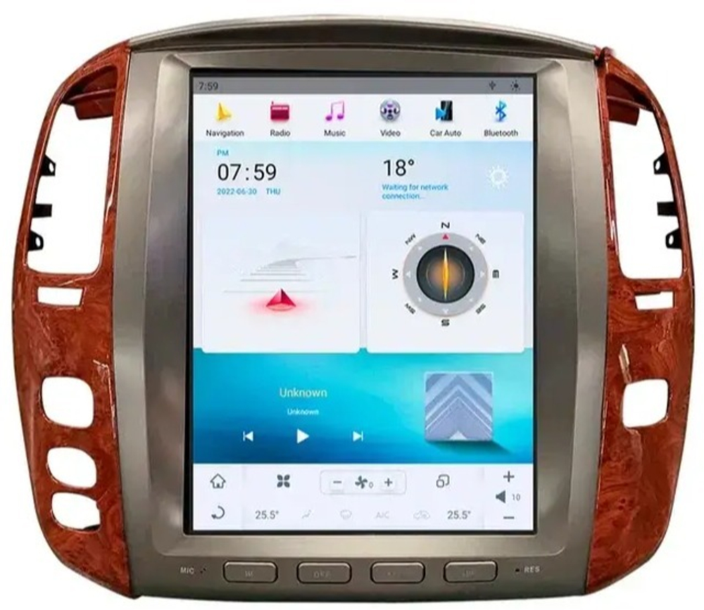 Магнитола для Lexus LX470 2002-2007 (вставки дерево или серебро, поддержка бк) - Carmedia ZF-1305-GE вертикальный экран в стиле "Тесла" на Android 13, 8+128Гб, CarPlay, 4G SIM-слот