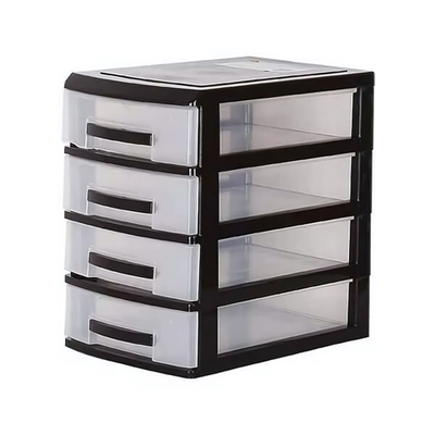 Мини комод 4х черный/прозр