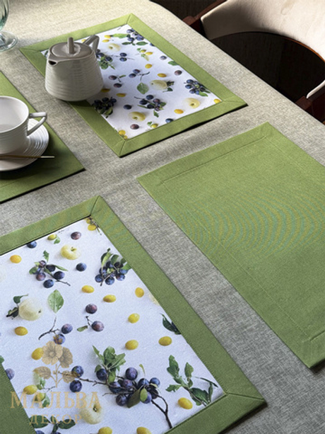 Комплект ланчматов 4 штуки "Лето" из ткани Duck жесткие, ручная работа