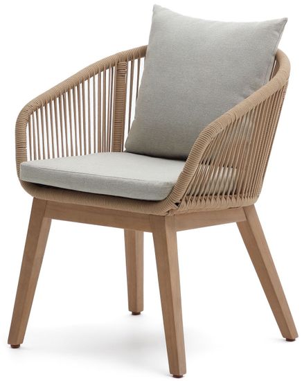 Portalo Стул из бежевого шнура с ножками из массива акации