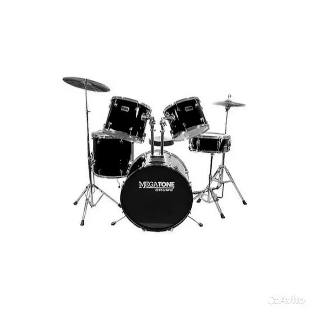 MEGATONE MD-125A/MBK Ударная установка. Барабаны: (22"х16")(16"x16")(12"x8")(10"x7") деревянный малый барабан (14"x5,5"). Набор стоек, педаль, стул. Цвет: черный металлик.