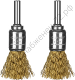 ЗУБР 2 шт., 17 мм, витая латунированная стальная проволока, 0.3 мм,Щетка кистевая Набор щеток-крацовок кистевых, Профессионал (35225-17-H2)
