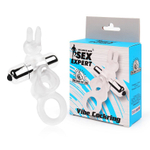 Прозрачное эрекционное виброкольцо с усиками (Цвет: прозрачный)