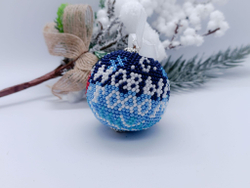 Елочная Игрушка, Шарики на Елку из Бисера, Ручная работа, Зимняя вьюга