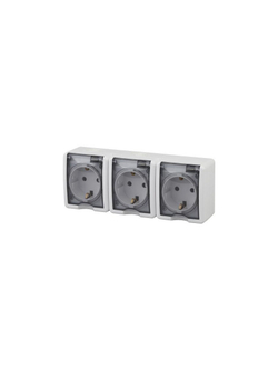 Розетка 3-м ОП Эра Эксперт 11-2405-01 16А IP54 16AX 250В 3х2P+E бел. Эра Б0020720