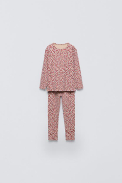 ZARA ПИЖАМА С ЦВЕТОЧНЫМ ПРИНТОМ, ЦВЕТ БУРГУНДСКОГО ВИНА