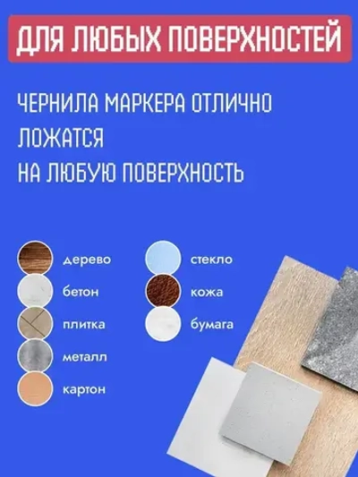 Маркер строительный тонкий разметочный с длинным наконечником / 5 шт (черный, красный, зеленый, синий, белый) / инструменты