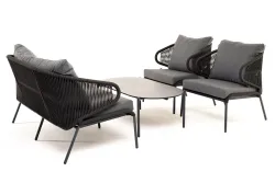 "Милан" лаунж-зона 4-местная плетеная из роупа (веревки), каркас алюминиевый темно-серый, роуп темно-серый