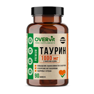 БАД Таурин OVERvit, 1000 мг, 60 капсул