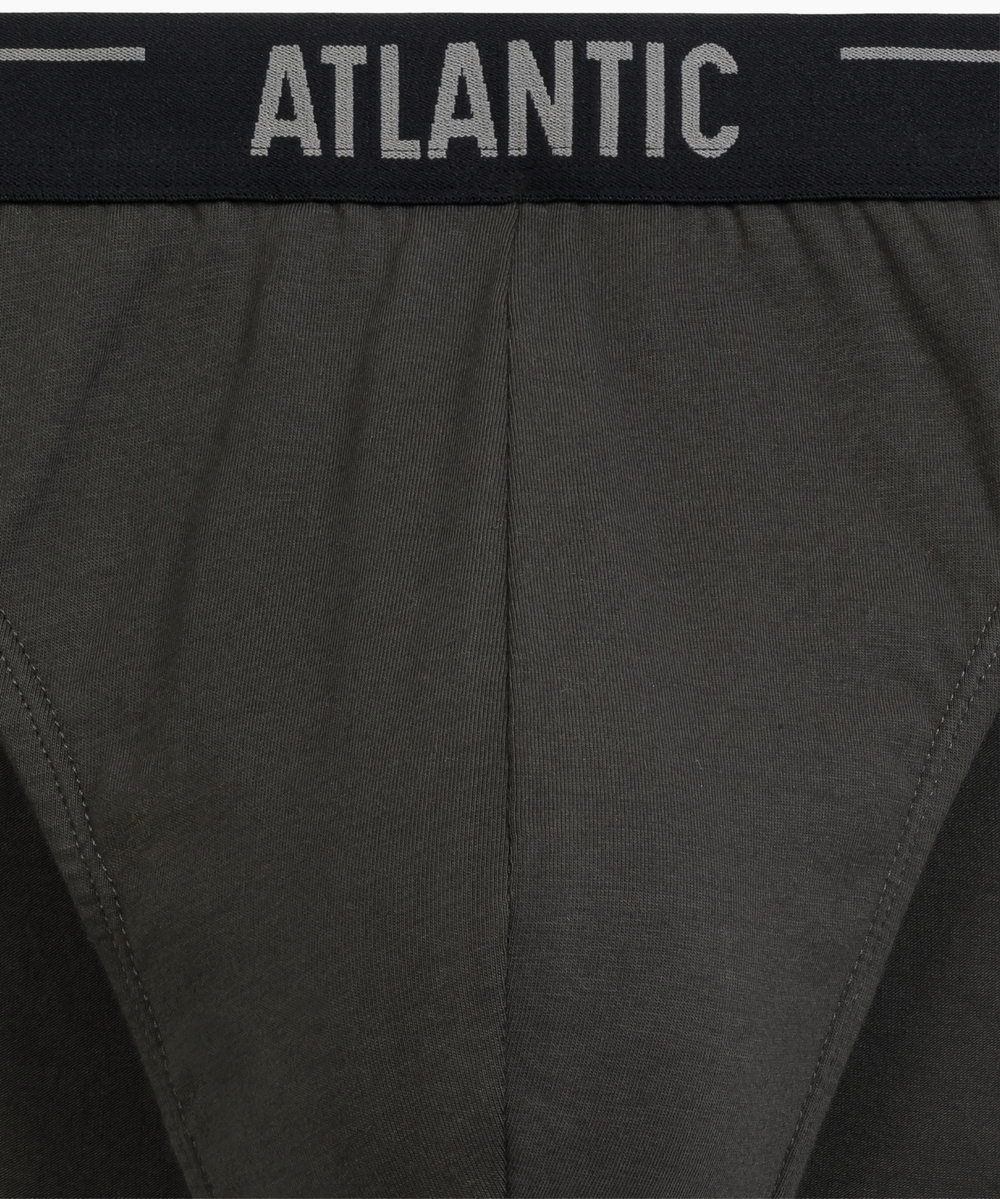 Мужские трусы слипы спорт Atlantic, набор 3 шт., хлопок, тёмно-фиолетовые + чёрные + тёмные хаки, 3MP-094