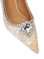 Женские туфли кремовые с камнем и стразами