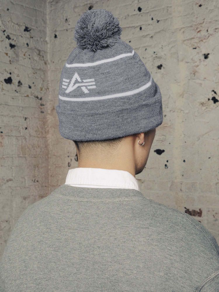 Шапка Alpha Industries Essential Pom Beanie Серая