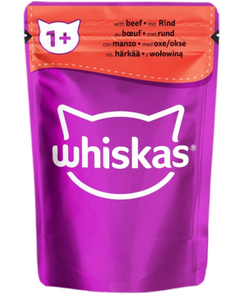 КОРМ WHISKAS ЖЕЛЕ ГОВЯДИНА 85ГР