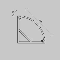 Рассеиватель для профиля 16×16 (Дуга, Чёрный, 2 м), Maytoni ALM-1616R-B-DF-2M 642027
