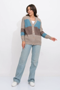 Жакет В 1558/бежево-бирюзовый