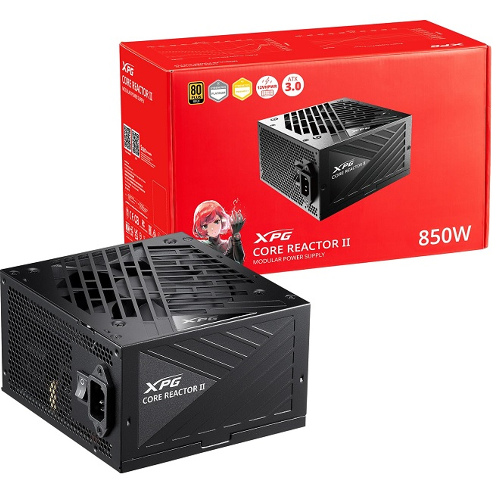 Блок питания ADATA XPG 850W CORE REACTOR II Black, модульный, 16 Pin PCIe 5.1, 80 PLUS Gold (COREREACTORII850G-BKCEU)