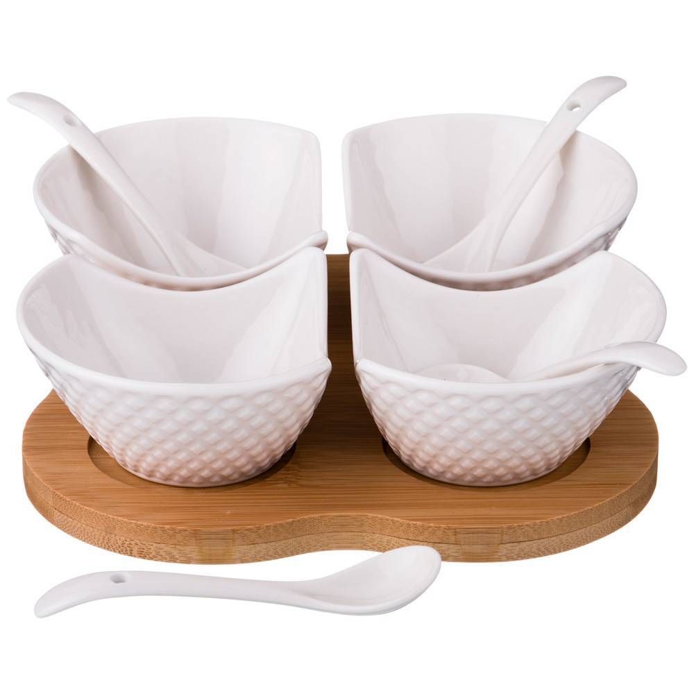 НАБОР СЕРВИРОВОЧНЫЙ НА ДЕРЕВ. ПОДСТАВКЕ LEFARD "ДИАМАНД" 9 ПР. (КОР=24НАБ.)