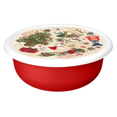 Миска Modena 3,2л с крышкой с декором Игрушки, Красный