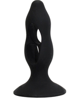 Чёрная анальная пробка с полостями для сжатия и легкого введения - 11 см. (Цвет: черный)