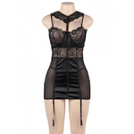 Черный роскошный бэби-долл с подвязками (размер XS-S)